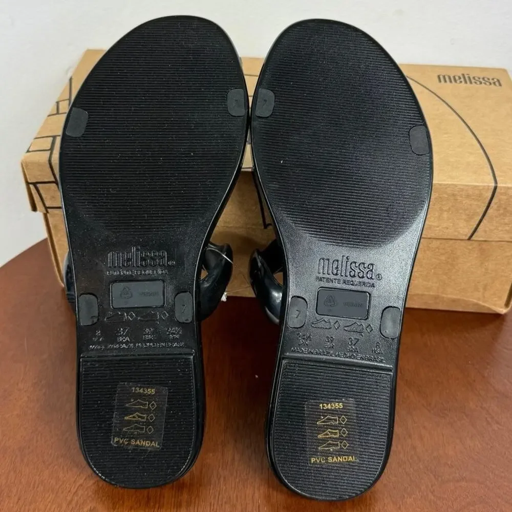 New Melissa Wind Sandals in Black PVC Women's Size 8